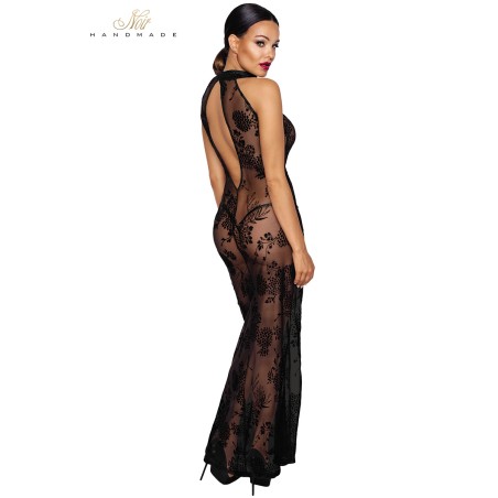 Robe longue en tulle floqué F239 par Noir HandMade