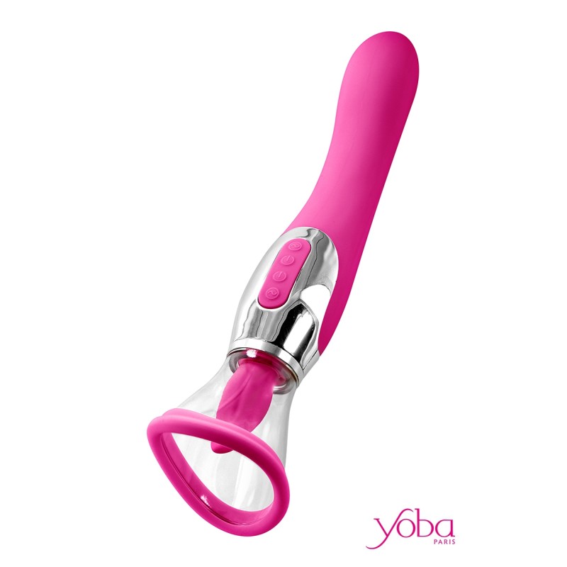 Stimulateur 4 en 1 avec succion, langue et vibration -  Harmony fuchsia - par Yoba