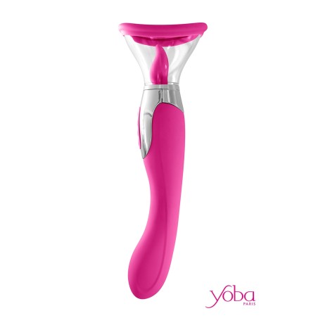 Stimulateur 4 en 1 avec succion, langue et vibration -  Harmony fuchsia - par Yoba