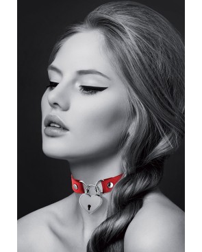 Collier rouge cadenas coeur - Bijoux Pour Toi
