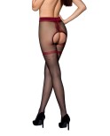 Collants ouverts noir/rouge TI019 20 deniers - par Passion