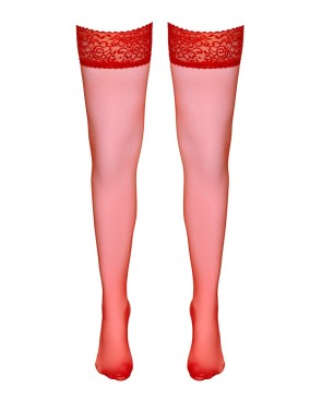 Bas autofixants rouge - Cotelli Legwear