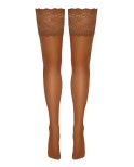 Bas autofixants large jarretière dentelle beige - par Cottelli Legwear