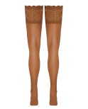 Bas autofixants large jarretière dentelle beige - par Cottelli Legwear