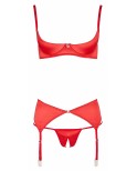Ensemble lingerie 3 pièces ouvert rouge - par Cottelli Lingerie Ensemble lingerie 3 pièces ouvert rouge - par Cottelli Lingerie