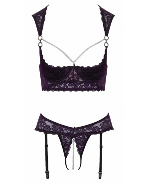 Ensemble lingerie ouverte violet - Cotelli Lingerie