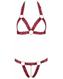 Ensemble string ouvert et seins nus bordeaux - par Cottelli Lingerie