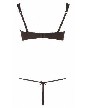 Ensemble dentelle string ouvert et seins nus noir - Cottelli Lingerie