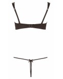 Ensemble dentelle string ouvert et seins nus noir - par Cottelli Lingerie