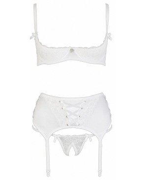 Ensemble lingerie 3 pièces ouvert blanc - Cottelli Lingerie