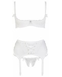 Ensemble lingerie 3 pièces ouvert blanc - par Cottelli Lingerie