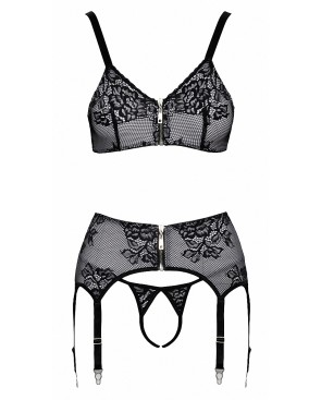 Ensemble coquin ouvert 3 pièces gris - Cottelli Lingerie