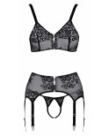 Ensemble coquin ouvert 3 pièces gris - par Cottelli Lingerie
