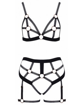 Set lingerie BDSM harnais noir - Cotelli Lingerie