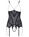 Guêpière seins nus et string ouvert résille - Perles caressantes - par Cottelli Lingerie