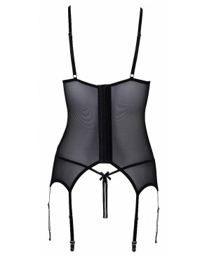 Guêpière seins nus et string ouvert résille et perles - Cottelli Lingerie