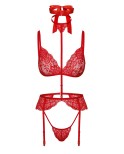 Ensemble 5 pièces Bondage Red Lace Kiss 243 - par Kissable