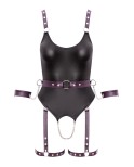 Body à jarretelles ouvert avec menottes aux Perles Stimulantes- par Cottelli Bondage