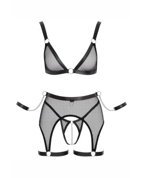 Ensemble Fetish noir en dentelle - Cotelli Bondage