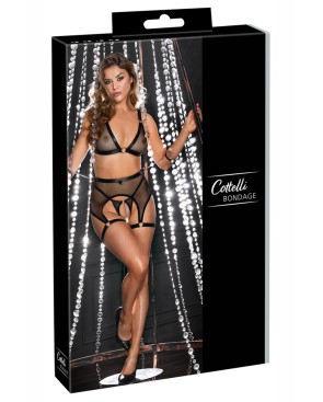 Ensemble Fetish noir en dentelle - Cotelli Bondage