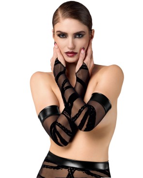 Gants longs floqués Bondesque F361 - par Noir Handmade
