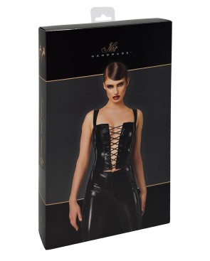 Corset en vinyle Dominae F379 - Noir Handmade