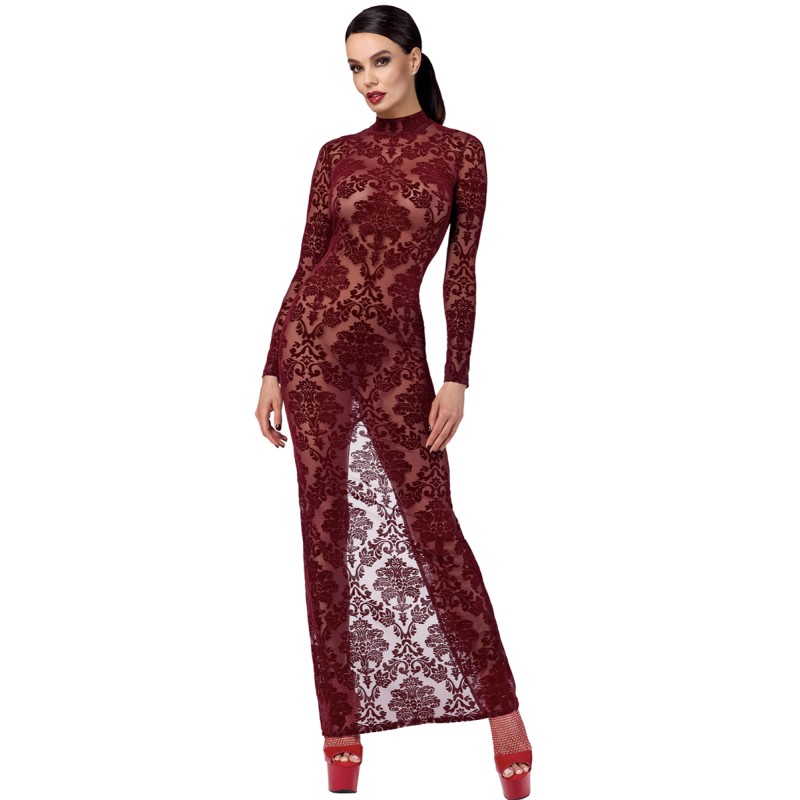 Robe fendue en tulle floqué Kink Royal F383 - par Noir Handmade
