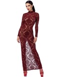 Robe fendue en tulle floqué Kink Royal F383 - par Noir Handmade