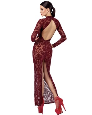 Robe fendue en tulle floqué Kink Royal F383 - par Noir Handmade