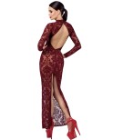 Robe fendue en tulle floqué Kink Royal F383 - par Noir Handmade