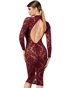 Robe fourreau en tulle floqué Kink Royal F384 - par Noir Handmade