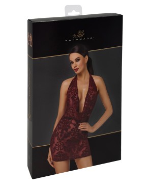 Mini robe dos nu en tulle floqué Kink Royal F385 - Noir Handmade