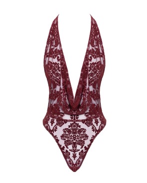 Body en tulle floqué Kink Royal F386 - Noir Handmade