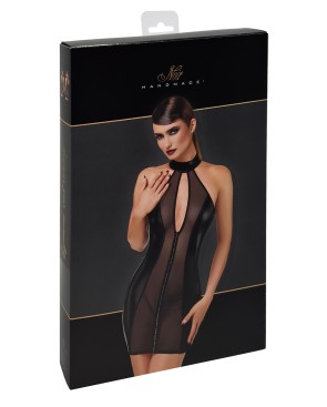 Mini robe tulle et wetlook Luxuria F370 - Noir Handmade