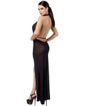 Robe longue fendue Onyx F373 - par Noir Handmade