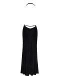 Robe longue fendue Onyx F373 - par Noir Handmade
