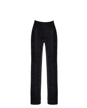 Pantalon en maille pailletée Onyx F374 - Noir Handmade