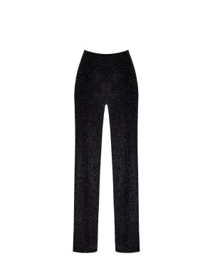 Pantalon en maille pailletée Onyx F374 - Noir Handmade