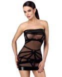 Mini robe floquée à épaules nues Bondesque F359 - par Noir Handmade