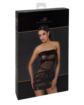Mini robe floquée à épaules nues Bondesque F359 - Noir Handmade