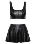 Ensemble Top bustier court et mini-jupe Look Noir- par Cottelli PARTY