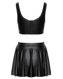 Ensemble Top bustier court et mini-jupe Look Noir- par Cottelli PARTY
