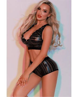 Ensemble Top et Shorty noir - J Lingerie