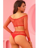 Ensemble lingerie 2 pièces en résille rouge - par J Lingerie