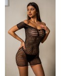 Robe courte résille à mailles larges - par J Lingerie