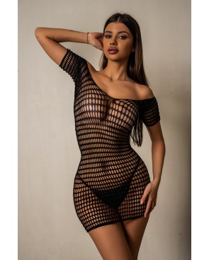Robe courte résille à mailles larges - par J Lingerie