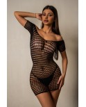 Robe courte résille à mailles larges - par J Lingerie
