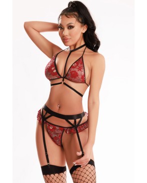 Ensemble lingerie 5 pièces rouge - J Lingerie