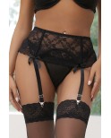 Porte-jarretelles baleines intégrées et string Noir - Litolu Lingerie