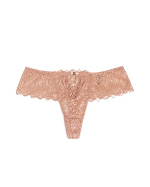 String dentelle dos lacé Rose - Litolu Lingerie